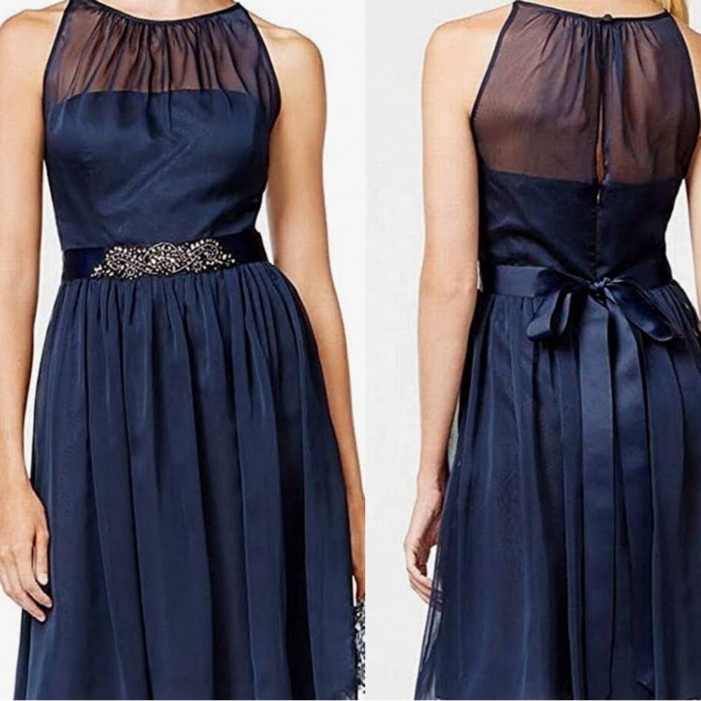 ADRIANNA PAPELL Lavender Illusion Halter Gem Maxi Dress